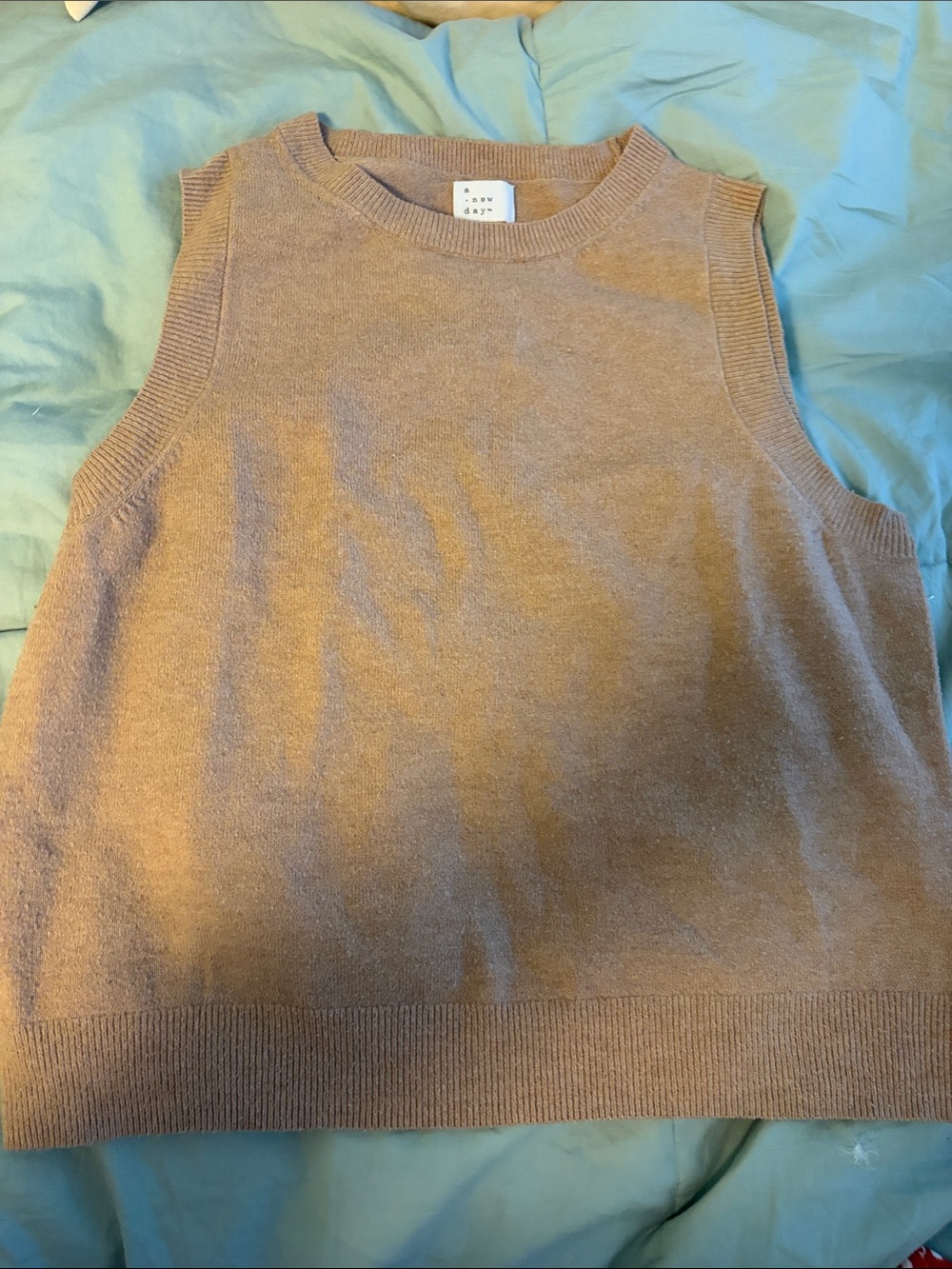 a new day Camel Sleeveless Crew Knit Sweater Vest
